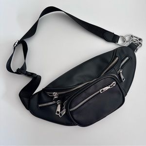 Black vegan leather fannypack